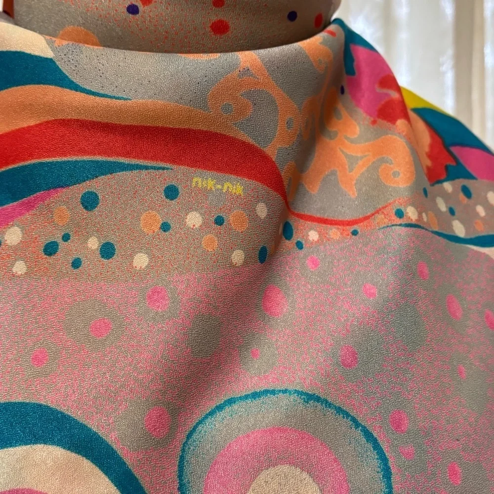 1970's nik-nik Scarf~Psychedelic Pattern~Designed in Paris~printed in Italy - Picture 3 of 11